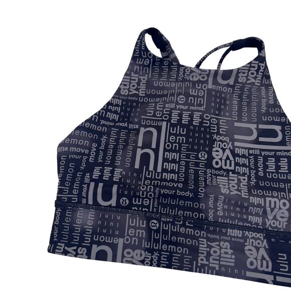 Lululemon Logo Energy Sports Bra High  Neck  Long  Line Black  sz 8 - Picture 6 of 6